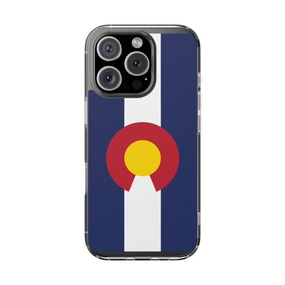 DistinctInk Clear Hybrid Case for iPhone 16 Pro 6.3 inch - Colorado Flag Vertical Design - Shockproof Protection