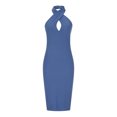 thumbnail image 7 of Women's Summer Sexy Solid Neck Bodycon Maxi Dresses Slimming Backless Sleeveless Knit Ribbed Cocktail Party Dress, 7 of 7