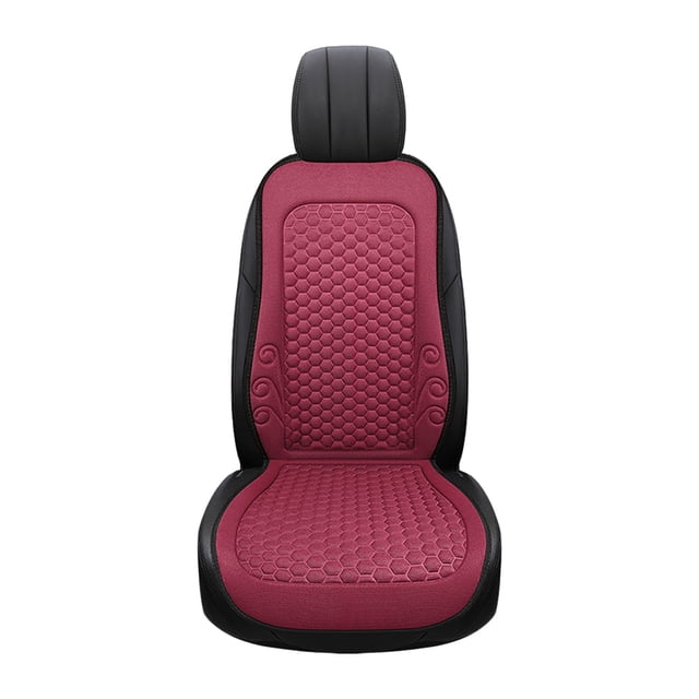 Red Car Seat Cooler Cushion With Backrest Airflow Mesh Layer Sponge Padding For Year Round Use