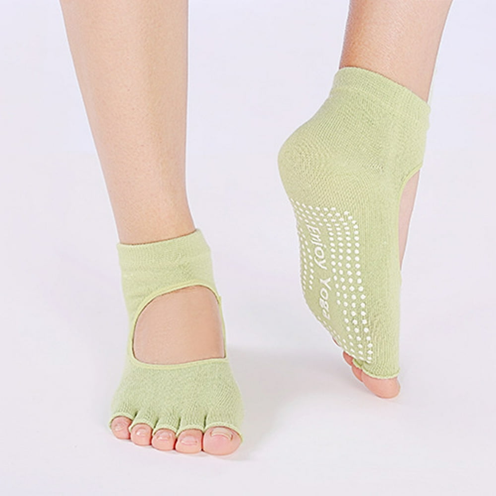Open Toe Back Professional Yoga Socks Breathable Nonskid Sweatabsorbent Five Toes Short Socks