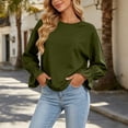 thumbnail image 6 of ClodeEU Women's Crew Neck Elastic Waist Cropped Sweatshirt,Ruffle Flare Long Sleeve Casual Pullover Tops ,Women's Plus L, 6 of 7