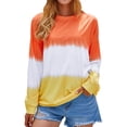 thumbnail image 5 of Women Gradient Round Neck Colorblock Casual Long Sleeve Sweatshirts, 5 of 5