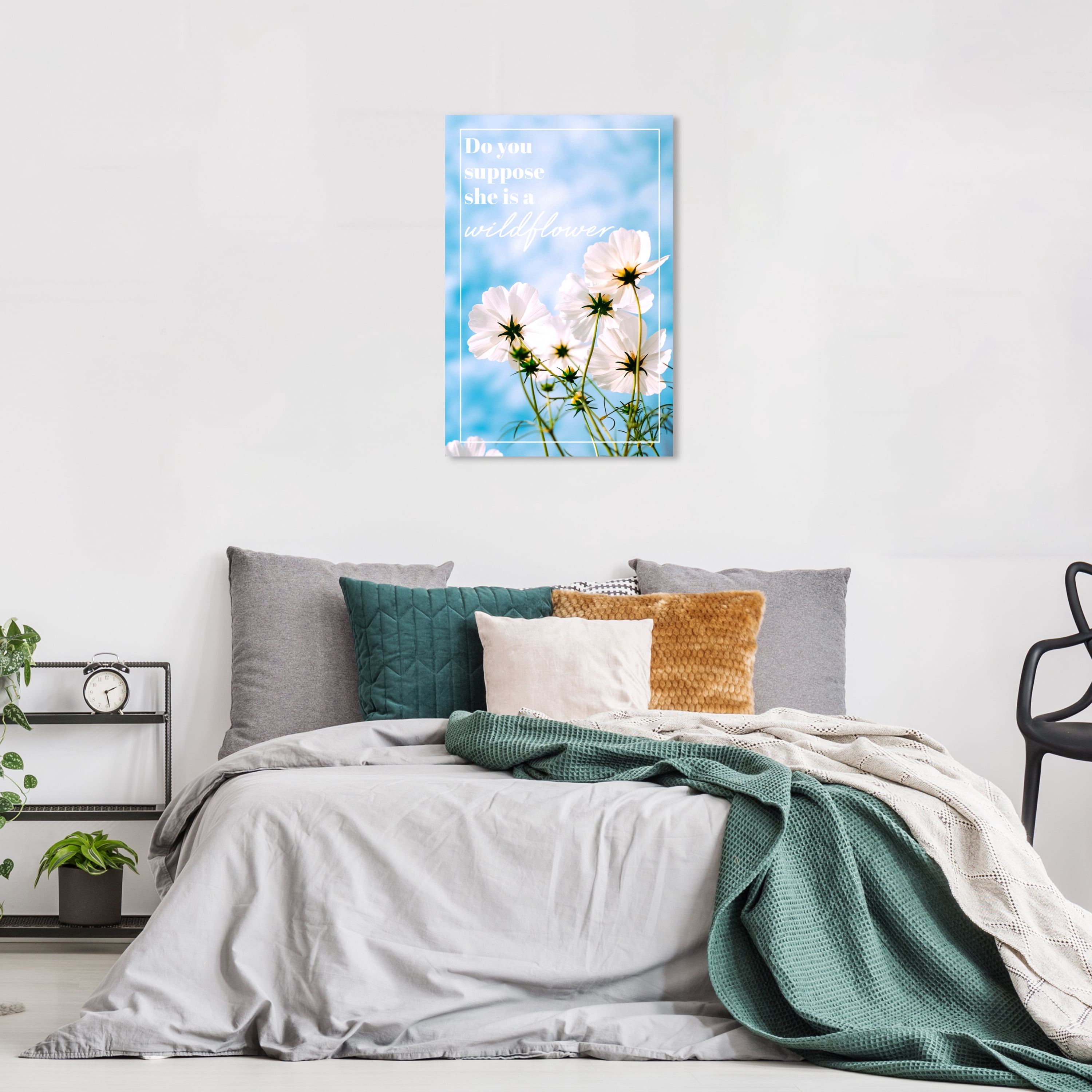 Wynwood Studio Prints She is a Wildflower Typography and Quotes Empowered Women Quotes and Sayings Wall Art Canvas Print Blue Celeste 16x24