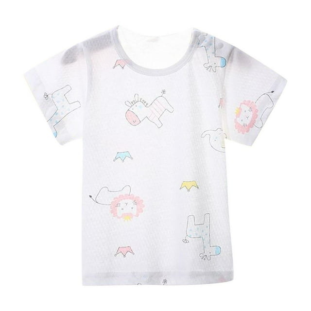 Taqqpue T-Shirt pour Bébé Fille Manches Courtes Col Rond Imprimé Mignon Été Coton Respirant Décontracté 0-6 Ans