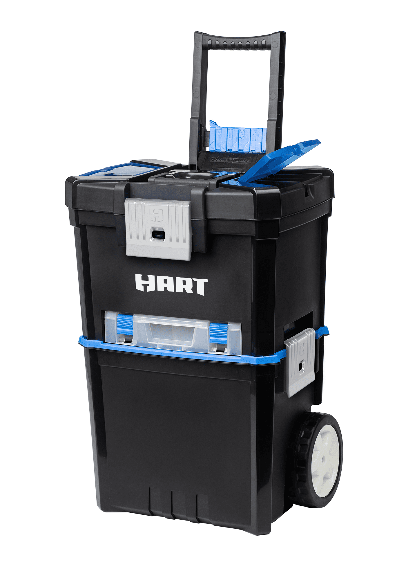 Hart 3 In 1 16 Inch Rolling Plastic Tool Box Black And Blue Walmart Com