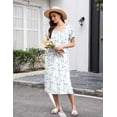 thumbnail image 5 of Ekouaer Cotton Nightgowns for Women Soft Sleepwear Floral House Dress Short Sleeve Comfy Night Gown for Ladies Loungewear with Pockets, 5 of 7