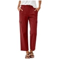 thumbnail image 2 of Hilenly Cargo Hiking Pants Women High Waisted Travel Work Pants Ankle Length Straight Leg Chino Pants with Pockets, 2 of 9