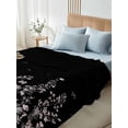 thumbnail image 4 of Black Botanical Twim XL Size Flat Sheet, Wrinkleproof & Fadeproof Cooling Flat Bed Sheet Only, Dragonfly Flower Leaf Retro Style Breathable Soft Bedding Top Sheets 66 x 102 Inches, 4 of 8