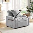 thumbnail image 5 of Lunale 4-in-1 Convertible Sleeper Chair Bed with Charge Ports & Phone Stand, Gray Velvet, 5 of 9