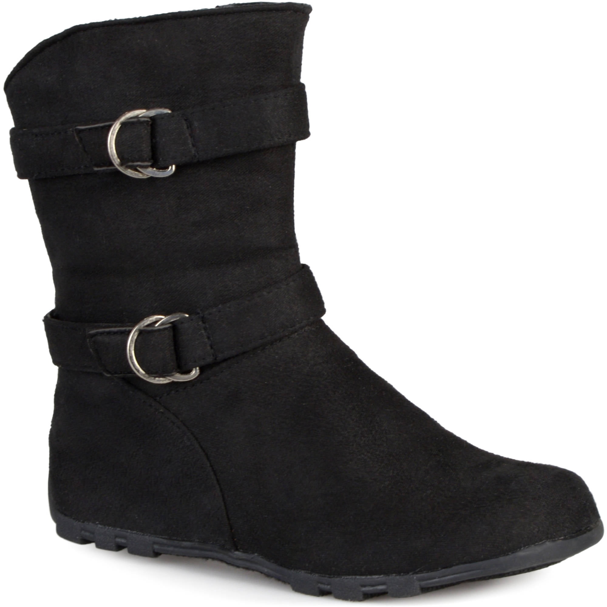 Brinley Co. Girl's Buckle and Strap Accent Mid-calf Boots - Walmart.com