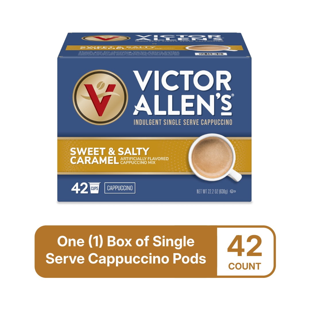 Victor Allen's Coffee Sweet & Salty Caramel Cappuccino, 42 Count, Single Serve K-Cup Pods for Keurig K-Cup Brewers