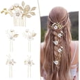 thumbnail image 1 of Pasadores para Peinar el Cabello, Tocado de Novia con Flores y Perlas, Diademas Vintage, Ideales para Damas de Honor y Moños, Blanco Puro, 1 of 4