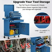 AIRAJ Blue 40 3-Drawer Rolling Tool Chest | Single Door Metal Workshop Tool Cabinet on Wheels