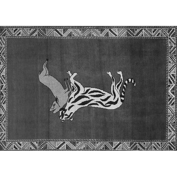 Ahgly Company Indoor Rectangle Animal Gray Traditional Area Rugs, 5' x 8'