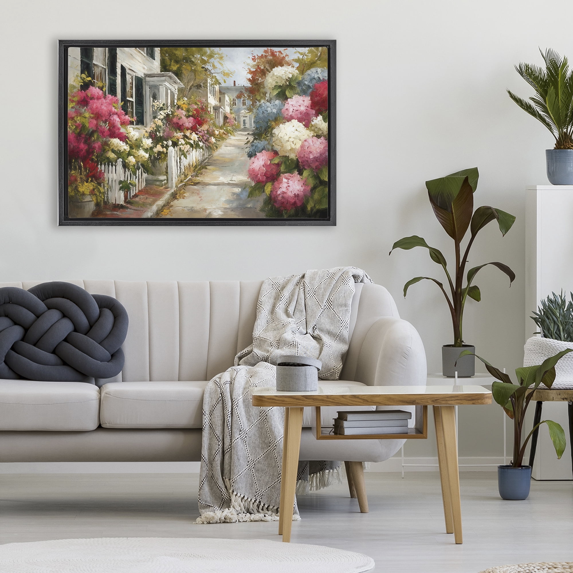 Stupell Industries Faded Shutters & Bursting Blooms Black Framed Floater Canvas Wall Art, design by Tina LeCour
