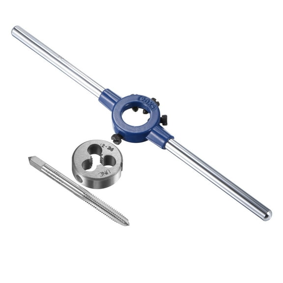 Uxcell 12-24 UNC Tap and Die Set with 20mm Die Stock Handle Wrench 3 Pack