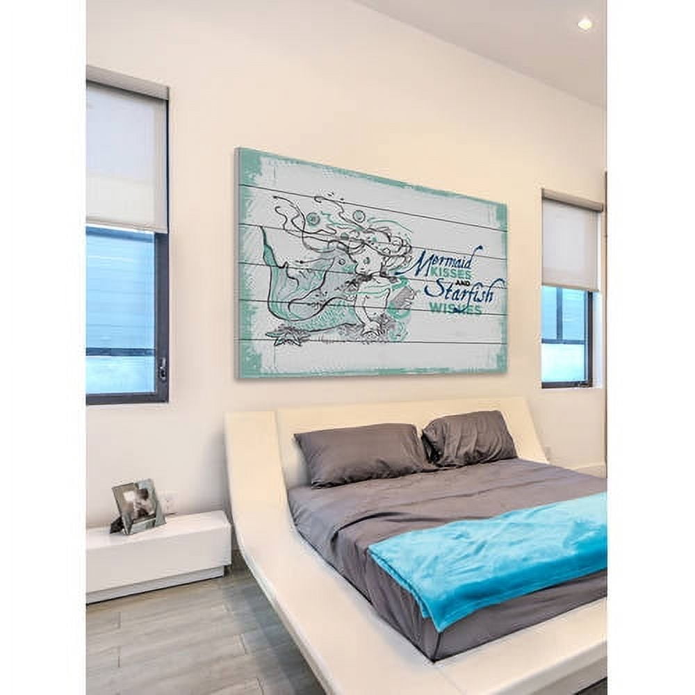 Marmont Hill "Mermaid Kisses 2" Painting Print on White Wood
