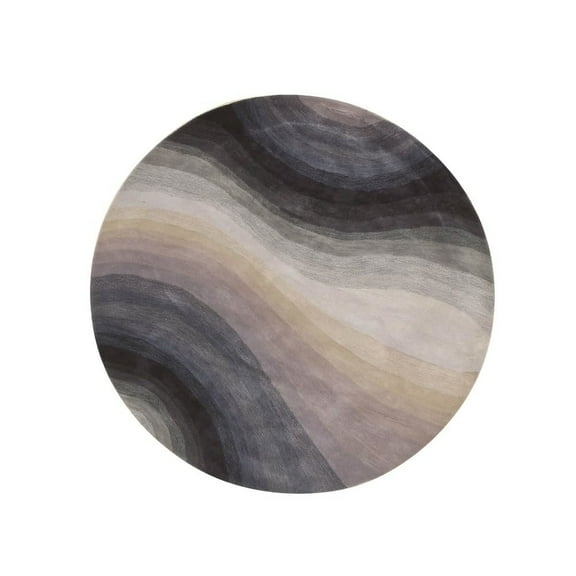 EORC Blue Hand-Tufted Wool Contemporary Desertland Rug, 6' Round