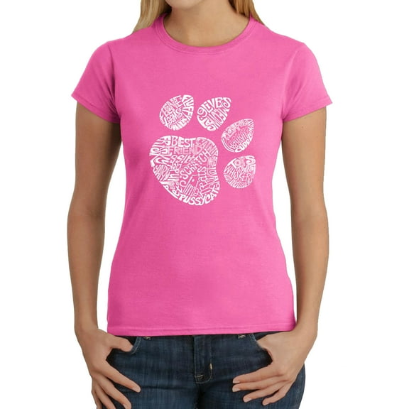LA Pop Art Women's Word Art T-Shirt - Cat Paw