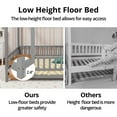 thumbnail image 4 of Full Size House Shaped Floor Bed with Fence and Door, Montessori House Bed Frame with Safety Guardrails, Mattress Not included, Gray, 4 of 7