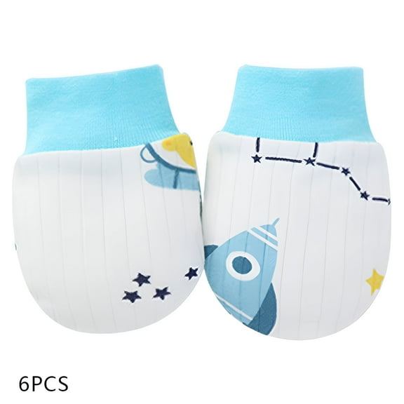 TELOLY 6Pcs Baby Mittens,Parent-Child Interaction Baby Mittens Newborn,Simple to Wear Newborn Mittens,Style1