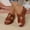 #0320-Brown, variant on High Heel Sandals for Women, Plus Size Metal Buckle Detail Slide Ons, Cushioned Block Heel Shoes, Versatile Casual Wear Gift