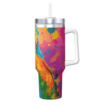 

Salouo Colorful Parrot Jungle Dream A for 40oz Water Bottle with Handle & Flip Straw - Stainless Steel Vacuum Insulated Tumbler-Reusable Travel Coffee Mug- Gifts for Women & Men