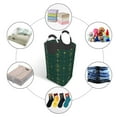 thumbnail image 5 of Waterproof Collapsible Laundry Hamper, Green Vintage Pattern Aluminum Handle Laundry Bag Storage Basket, 50L, 5 of 6