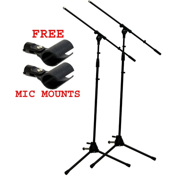 (2) Pro Audio Stage Instrument Adjustable Boom Microphone Stand Free Mic Mounts