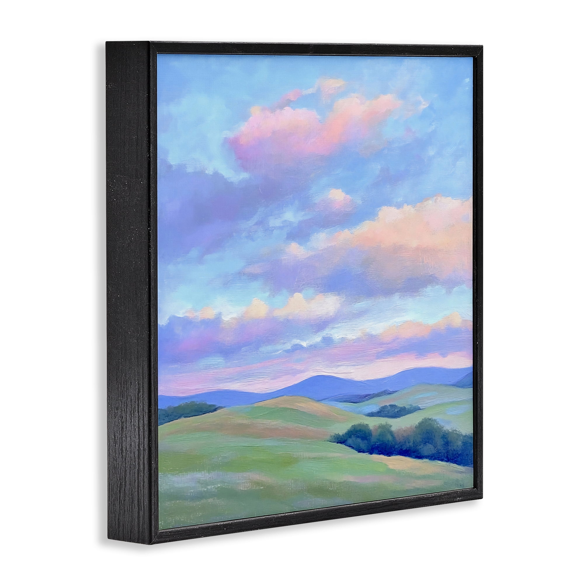 Stupell Industries Rolling Hills with Soft Sunset Black Framed Giclee Art, design by Creative Studio