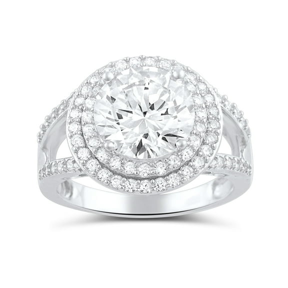 Sterling Silver Cz Big Halo Statement Ring for Women and Teens - Size 8