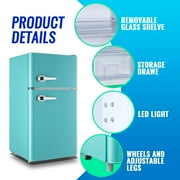 Tacool 3.5 Cu.ft Retro Mini Fridge with Freezer, 2 Door Small Refrigerator with 7 Adjustable Thermostat for Home, Blue