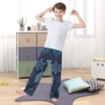 thumbnail image 5 of Kids' Pajama Pants Soft Relaxed Fit Sleep Pants Lounge Pants with Pockets Blue Leaves and Snowflakes Medium, 5 of 9