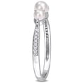 thumbnail image 3 of Everly Women's Cultured Pearl and Diamond 14k White Gold Ring, 3 of 6