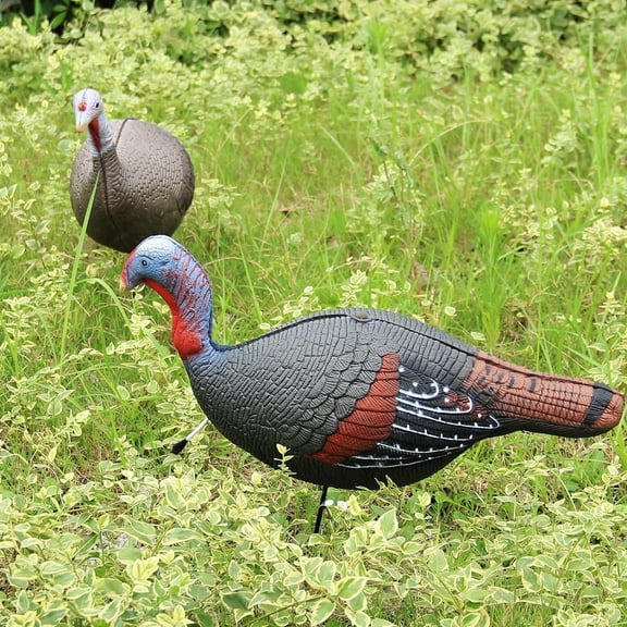 2 Pack Jake & Hen Turkeys Decoy for Hunting with Stakes Carry Bag Collapsible Lightweight$$Other