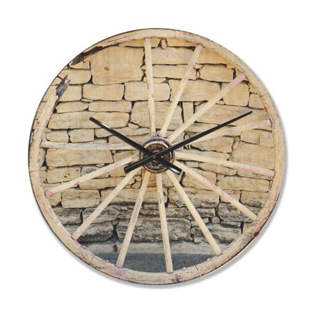Designart 'Broken Old Vintage Wood Wheel ' Farmhouse Wood Wall Clock