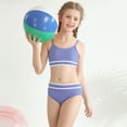 thumbnail image 4 of SILVERCELL 9-16T Girls 2 Piece Summer Ribbed Swimsuits, Teens Girls' Striped Bikinis Bathing Suit Adjustable Straps Swimwear For Beach, Swimming Pool, Spring Break, 4 of 8