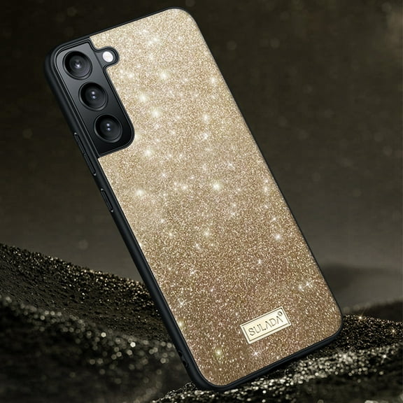 Compatible with Samsung Galaxy S23 Ultra Case Glitter Sparkly Bling Leather Shockproof Case for Girls Women-Gold