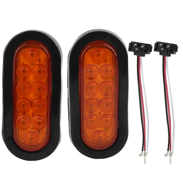 2Pcs 10 LED Oval Side Marker Lights 6" Waterproof IP67 Surface Mount Truck Trailer Amber Side Marker Lights