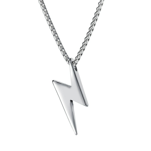 Collar con colgante de relámpago para hombre, joyería masculina con forma de rayo y perno de acero inoxidable