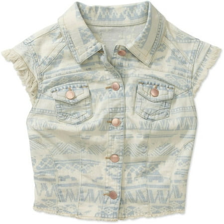 G21 Juniors Frayed Discharged Denim Vest