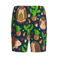 thumbnail image 4 of Rocae Cute Hedgehogs Cactus Blue for Men's Soft Sleep Pajama Shorts, Waistband and Pockets, 4 of 9