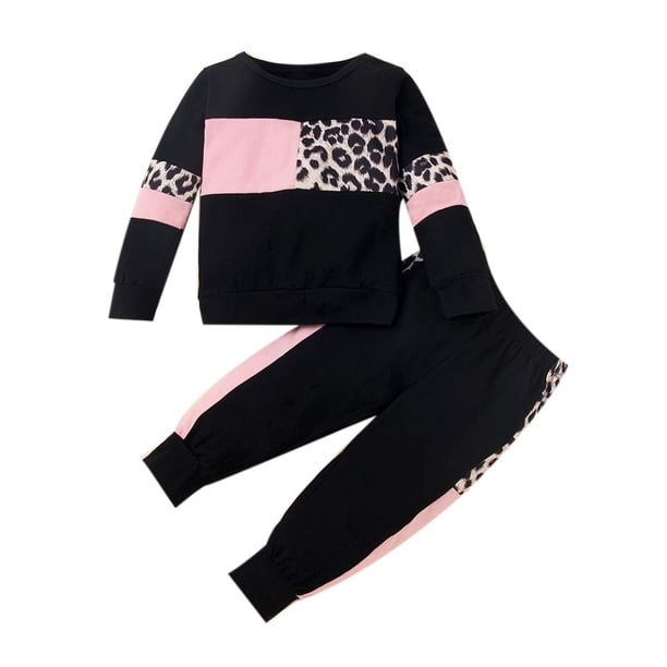 Wesidom Conjuntos De Ropa Para Niña, 2 Uds., Ropa De Otoño De Manga Larga, Conjuntos De Suéter Para Niña Pequeña, Color Negro