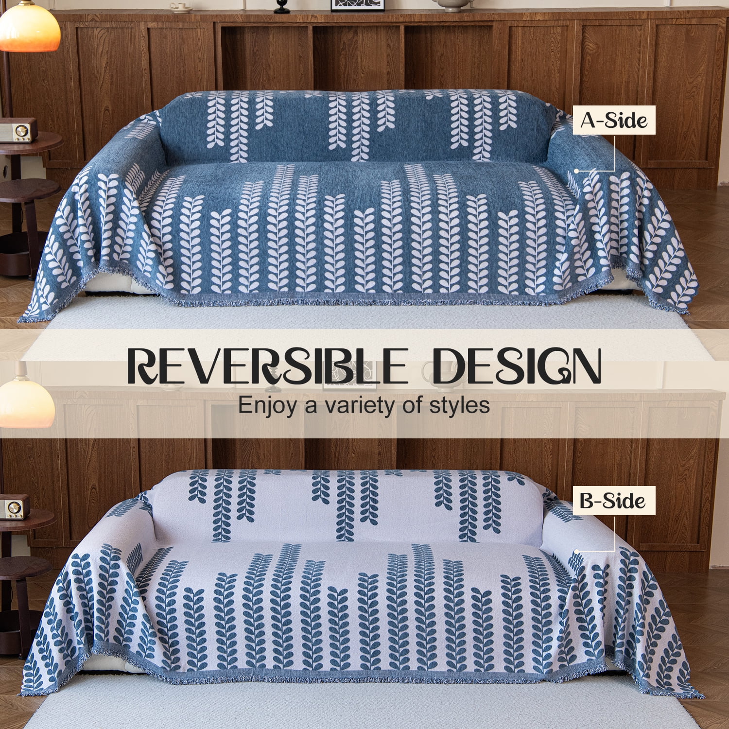 Jessy Home Sofa Covers Couch Cover Sofa Slipcover for Most Shape Sofas Multi-Function Furniture Cover for Pets Cats Dogs Home Decor 71"x 118"Deep Blue