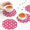 thumbnail image 4 of Leather Coasters with Heat-resistant for Drinks, Rose Red Cute Smiling Cartoon Cat -标题2 Octagon, 4 of 5