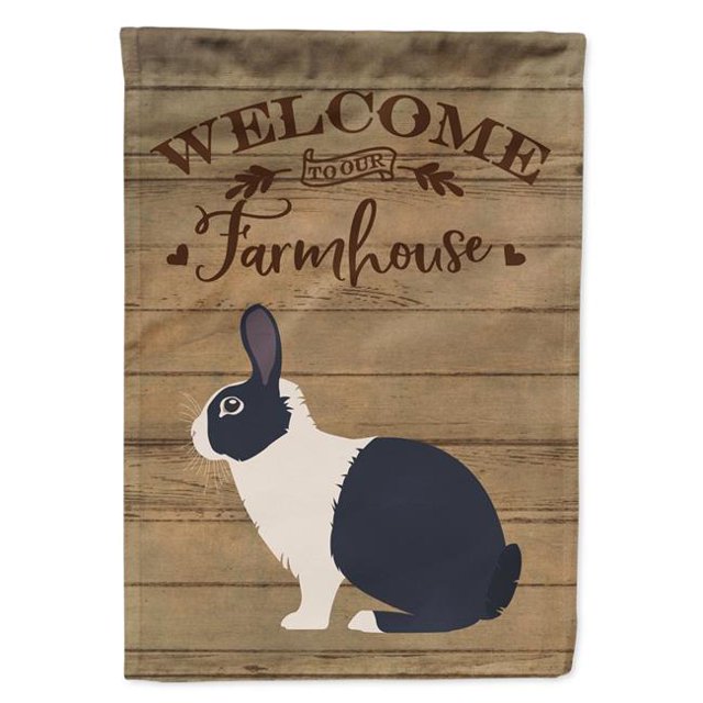 Carolines Treasures CK6902CHF Dutch Rabbit Welcome Canvas House Flag - 28 x 0.01 x 40 in.