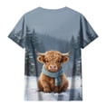 thumbnail image 4 of CLOISE Womens Short Sleeve Shirts Plus Size Christmas Cow Crew Neck Pullover Short Sleeve Tee Tops Slim Funny Party Outfits 5XL, 4 of 6