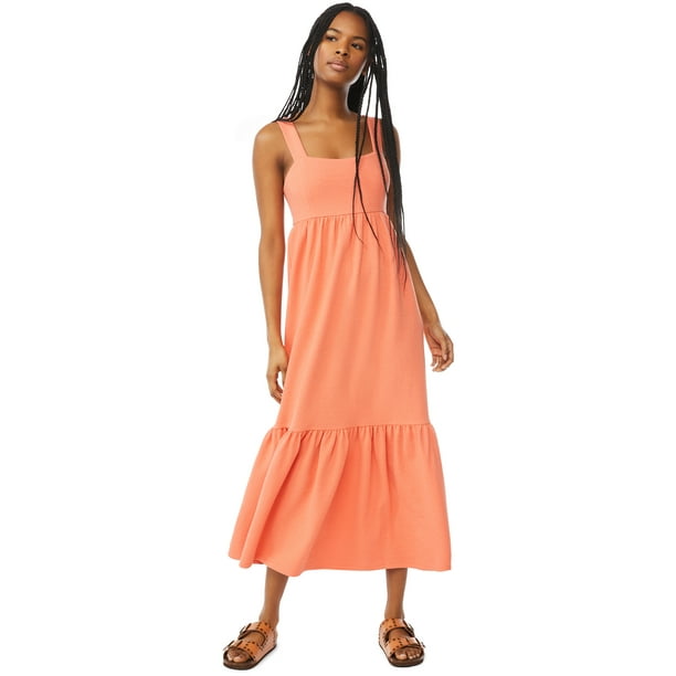 Scoop Women's Square Neck Midi Dress - Walmart.com