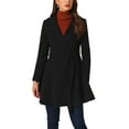 thumbnail image 1 of Abrigo elegante Inspire Chic para mujer, con cuello de chal, abrigo largo con cinturón de invierno, talla XS, color negro, 1 of 6