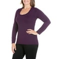 thumbnail image 3 of 24seven Comfort Apparel Plus Size Solid Long Sleeve Scoop Neck Womens Tee, 3 of 4